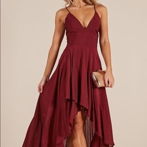 Showpo Make You Smile Dress in Wine
